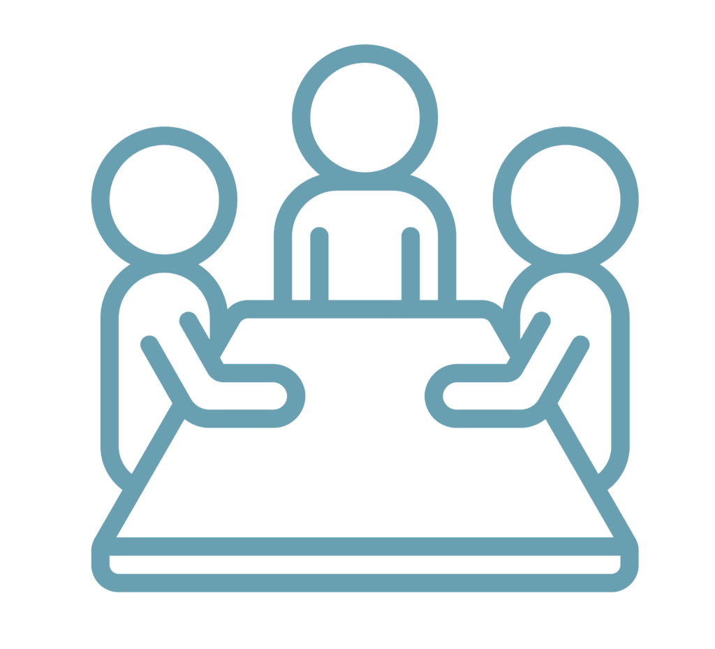 Illustration of three people at meeting