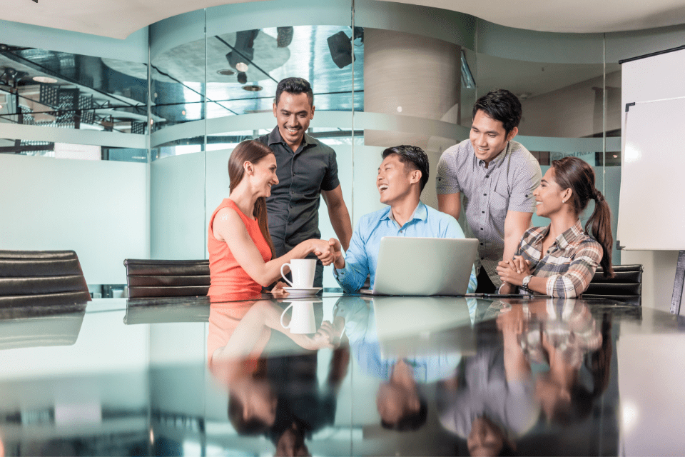 A corporate team