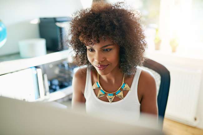 young working woman at computer